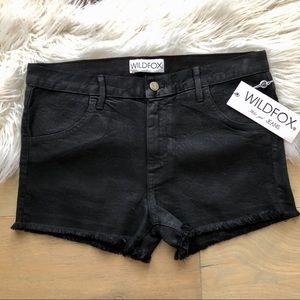 Wildfox Black Distressed Denim Shorts
